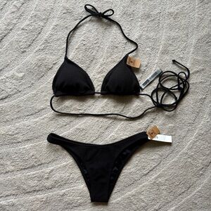 PINK Victoria's Secret Textured Black Bikini Top & Bottom